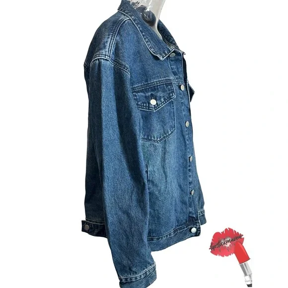 Wesc Denim Trucker‎ Jacket Unisex Mens XL Womens XXL Blue Jean THRILLS Graphic - Picture 5 of 16